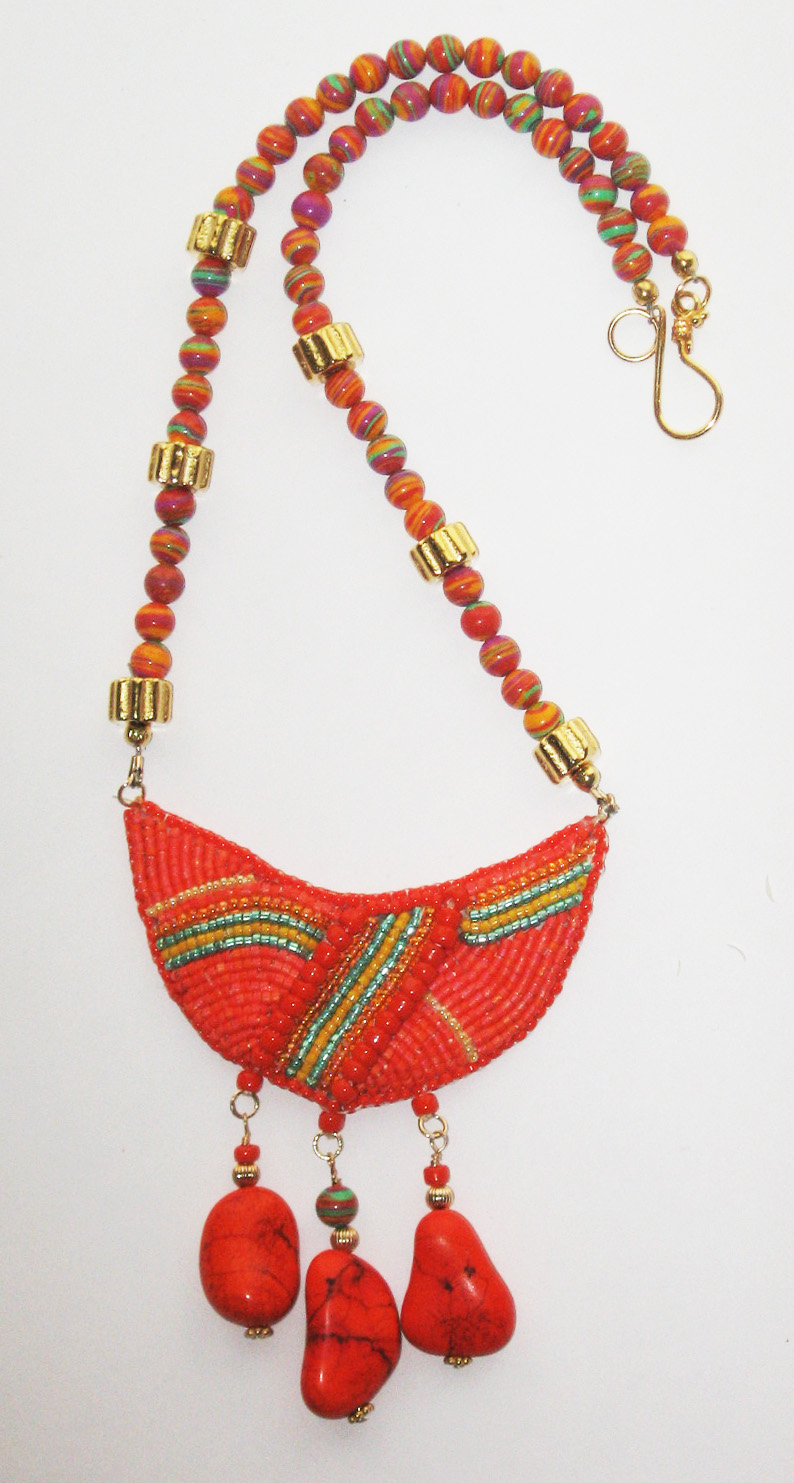 beaded-necklace-with-orange-turquoise