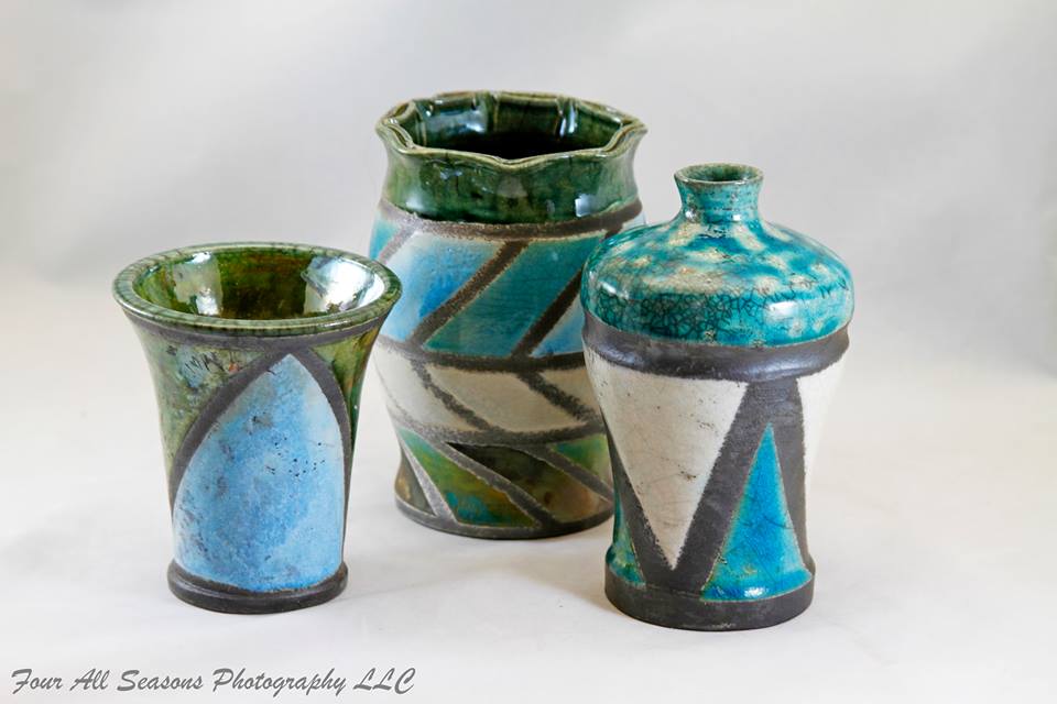 three-turquoise-vases